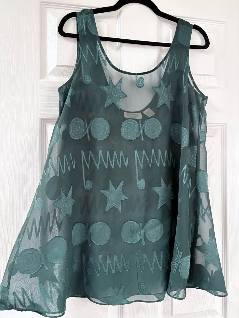 Victoria's Secret Teal Star & Swirl Overlay Sheer Slip Dress